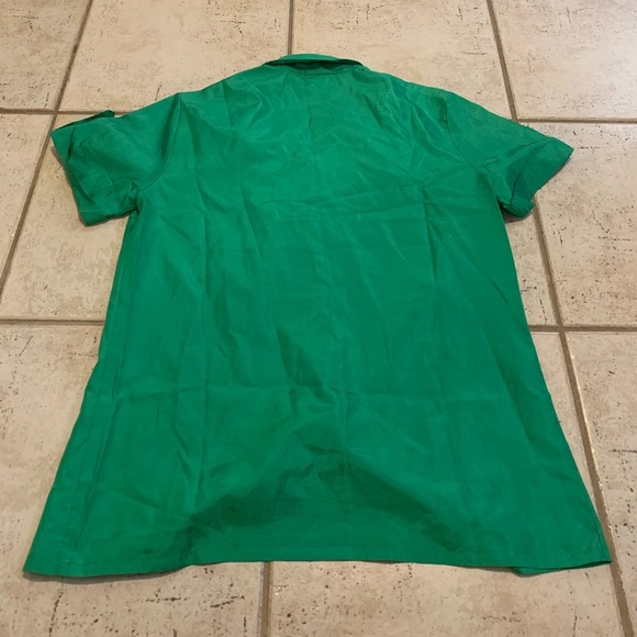 Simpsons Emerald Green Blouse Size 12 70s 80s Short Sleeve Button Down Shirt Top - Picture 3 of 7